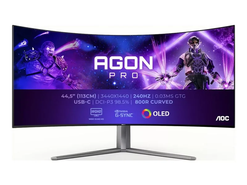 Product Image for AOC AG456UCZD / 45'' / QD-OLED / 3440x1440 / 240 Hz / 0,03 ms / DP, USB -C - Gamingskärm | Webhallen