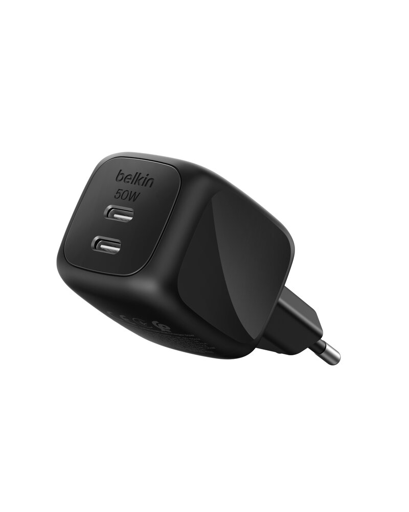 Belkin 50W Dual USB-C PD Gan Wall Charger with PPS - Svart