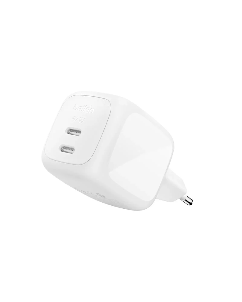 Product Image for Belkin 67W Dual USB-C PD Gan Wall Charger with PPS - White - Strömadapter | Webhallen