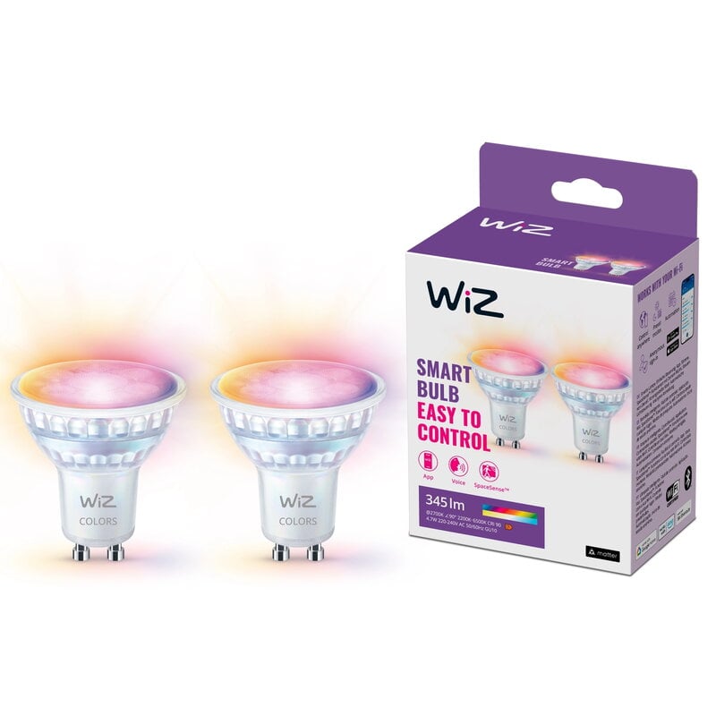 WiZ Wi-Fi BLE 50W GU10 GLASS 922-65 RGB 2PK
