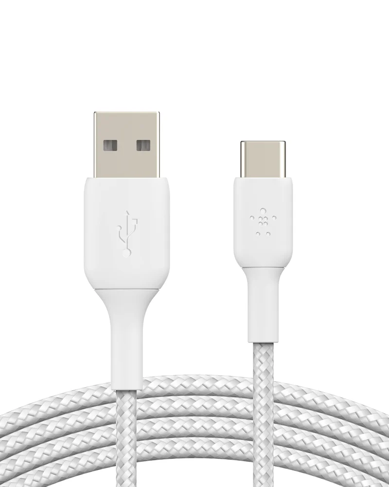 Product Image for Belkin USB-A till USB-C / Flätad / 2m - Vit - USB-C | Webhallen