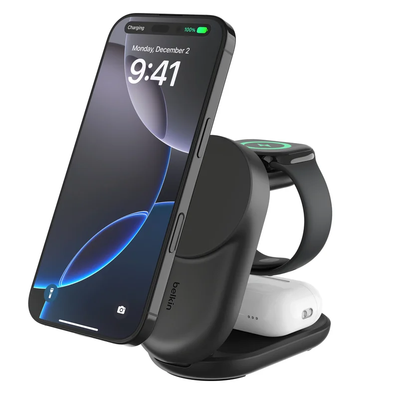 Product Image for Belkin UltraCharge 3-in-1 Foldable Magnetic Charger - Svart - Trådlös laddning & Laddstationer | Webhallen