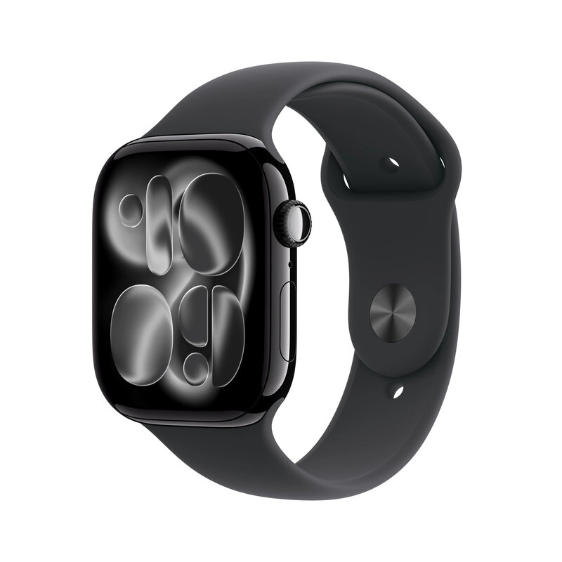 Apple Watch Series 11 GPS + Cellular 46mm Jet Black Aluminium Case med Black Sport Band - S/M