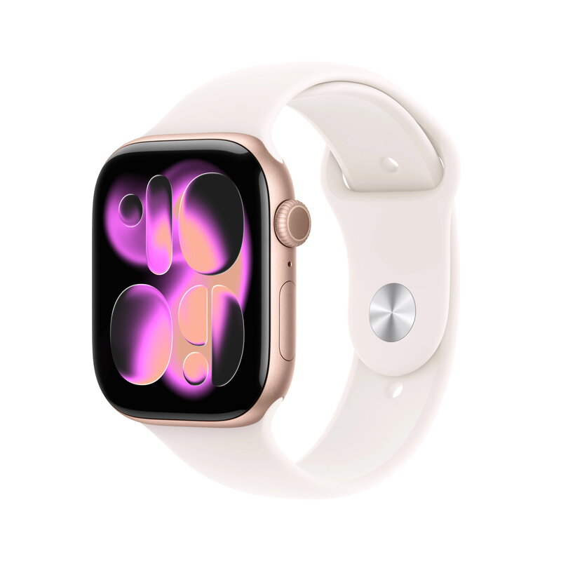 Apple Watch Series 11 GPS 46mm Rose Gold Aluminium Case med Light Blush Sport Band - S/M
