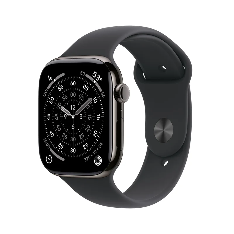 Product Image for Apple Watch Series 11 GPS + Cellular 46mm Slate Titanium Case med Black Sport Band - M/L - Apple Watch Series 11 | Webhallen