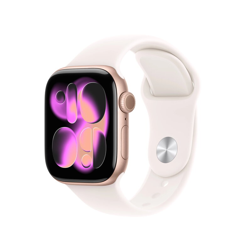 Apple Watch Series 11 GPS 42mm Rose Gold Aluminium Case med Light Blush Sport Band - M/L