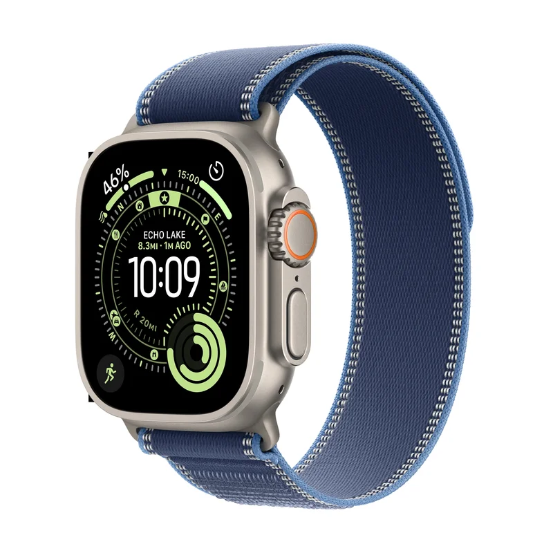 Product Image for Apple Watch Ultra 3 GPS + Cellular 49mm Natural Titanium Case med Blue/Bright Blue Trail Loop - M/L - Apple Watch Ultra 3 | Webhallen