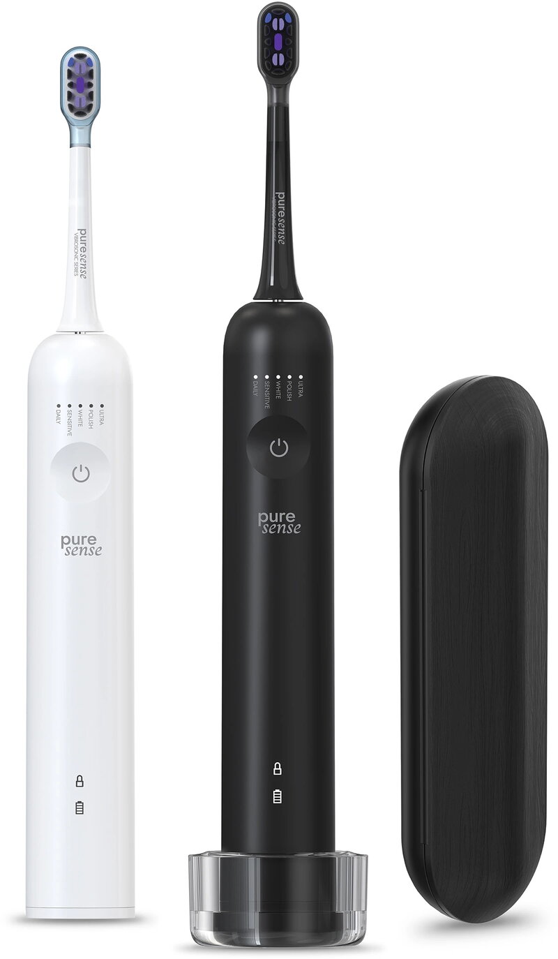 PureSense PSDV600 2-pack Vibrosonic Eltandborste + Resefodral