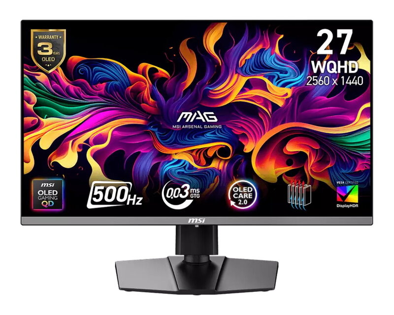 MSI MAG 272QP / 27" / 2560x1440 / QD-OLED / 500hz / 0.03ms / HDR10 / 2xHDMI/DP