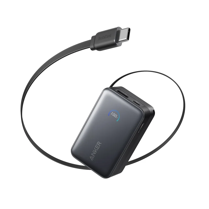 Product Image for Anker Nano Powerbank 10000mAh / 45W / Inbyggd USB-C-kabel - Svart - 5000-10 000 mAh | Webhallen