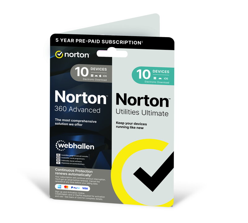 Norton 360 Advanced + Norton Utilities Ultimate (5-year Subscription)