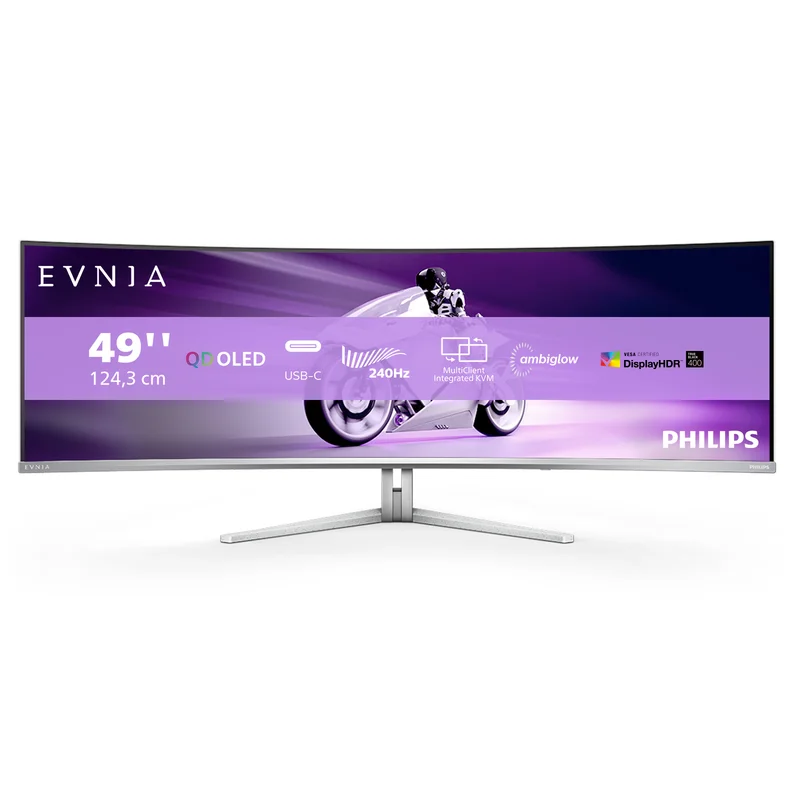 Product Image for Philips 49M2C8900/00 Curved / 49" / 5120x1440 / OLED / 240hz / 0.03ms / 2xHDMI2.1/DP/USB-C 90w - Gamingskärm | Webhallen