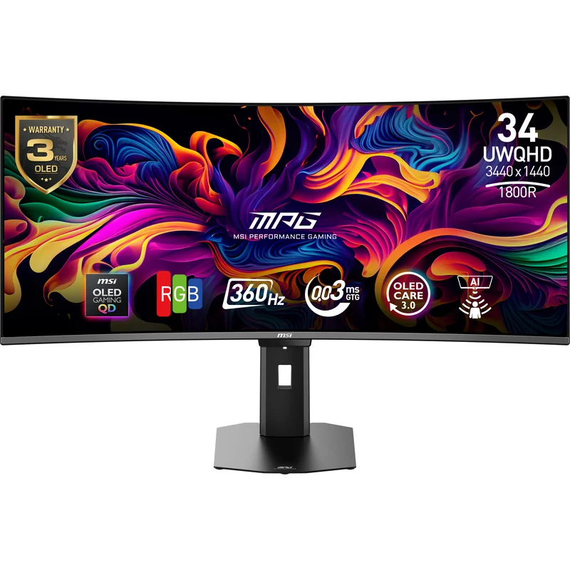Product Image for MSI 34CQR X36 / 34" / 3440x1440 / QD-OLED / Curved / 360hz / 0.03ms / 2xHDMI/DP/USB-C - Gamingskärm | Webhallen