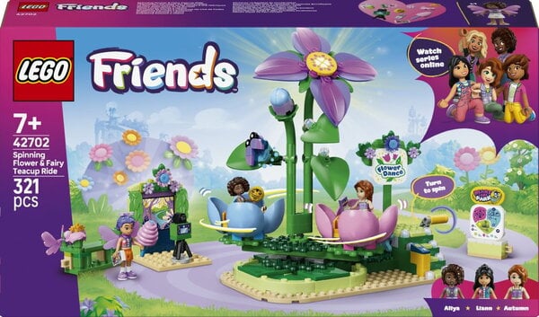 LEGO Friends Snurrande tekoppskarusell med blom- och älvtema 42702