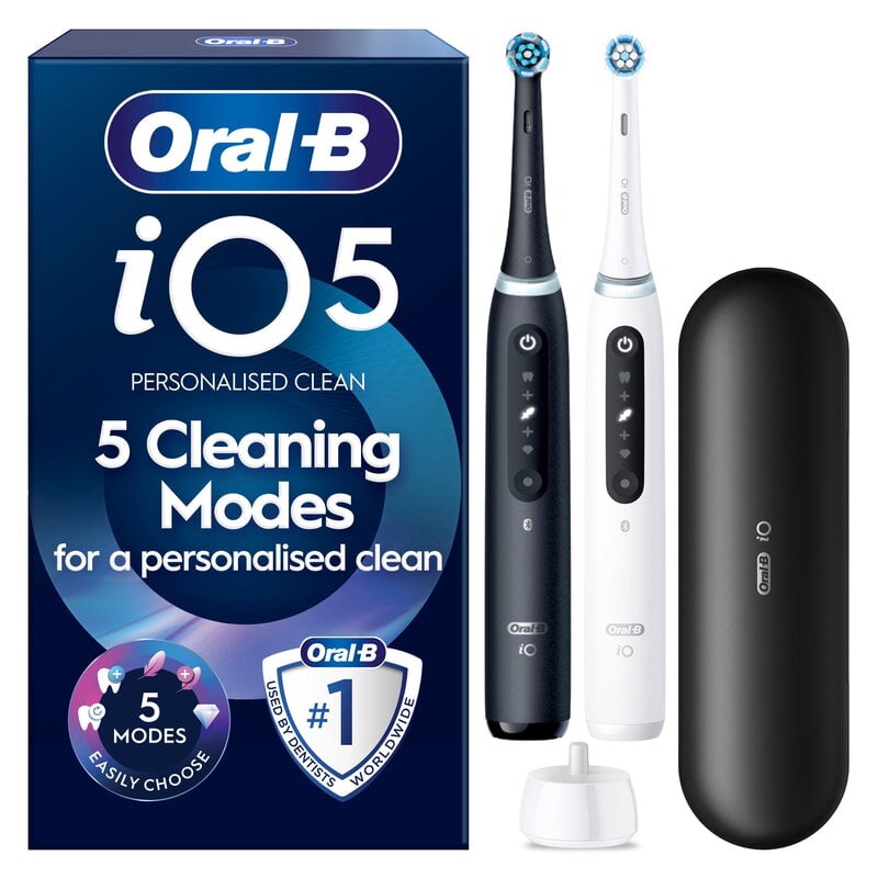 Oral-B iO5 Matt Black/Quite White Duo, 1 Travel Case