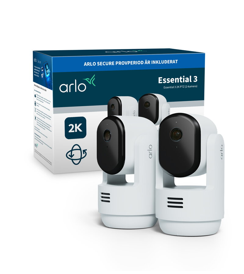 Arlo Essential 3 2K PTZ inomhusövervakningskamera 2-pack
