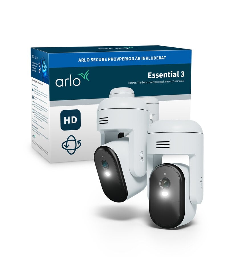 Arlo Essential 3 HD PTZ Övervakningskamera 2-pack