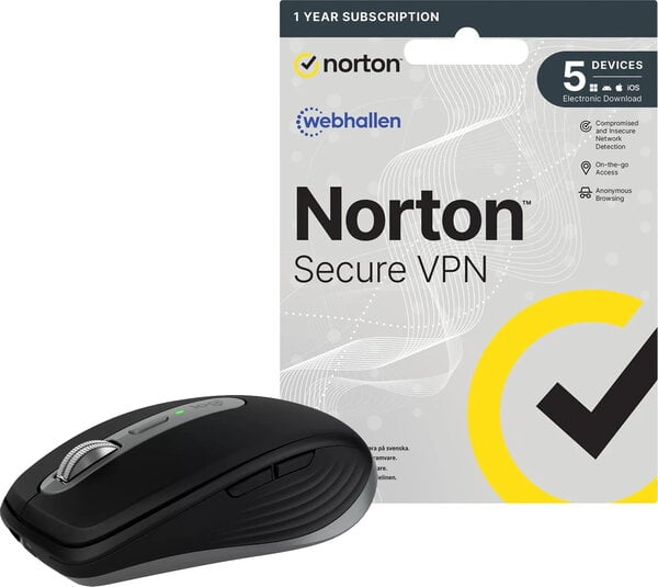 Logitech MX Anywhere 3S for Mac - Space grey + Norton Secure VPN / 1 år / 5 Enheter
