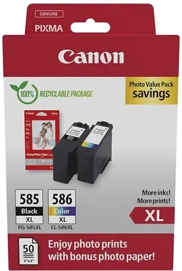 Canon PG-585XL/CL-586XL bläckpatroner & 50 ark fotopapper