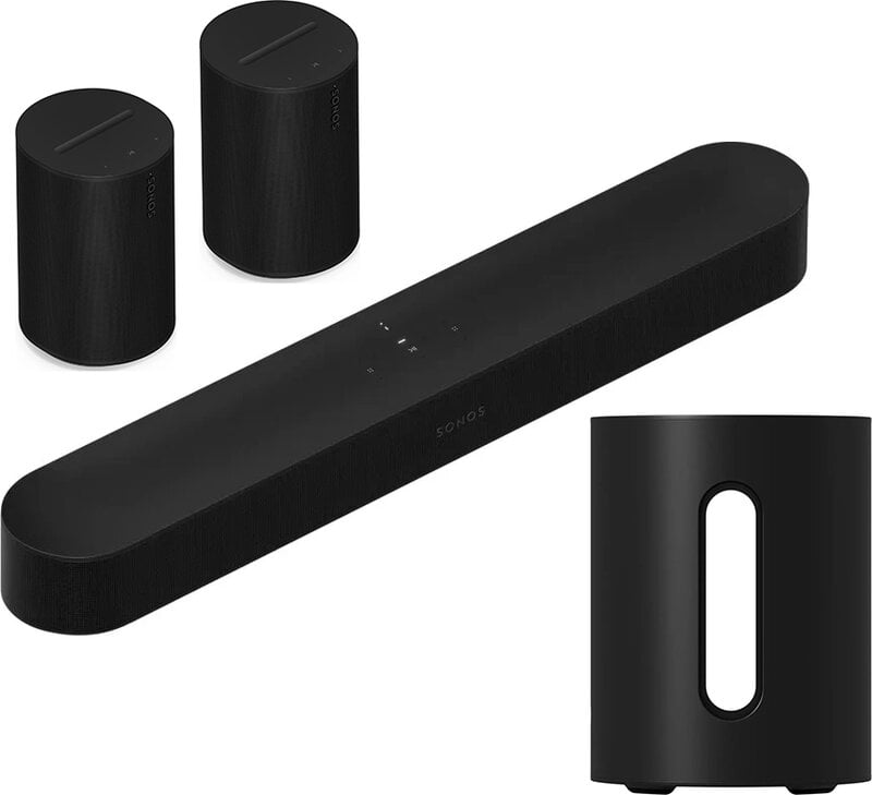 Sonos Beam (Gen2) Soundbar + 1x Sub Mini + 2x Era100 SL – Svart