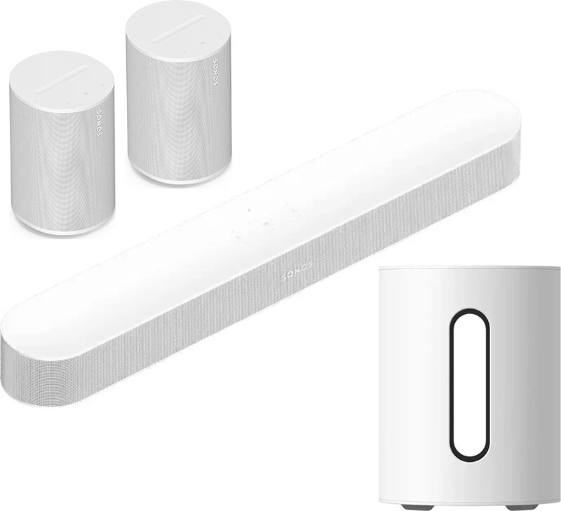 Sonos Beam (Gen2) Soundbar + 1x Sub Mini + 2x Era100 SL - Vit