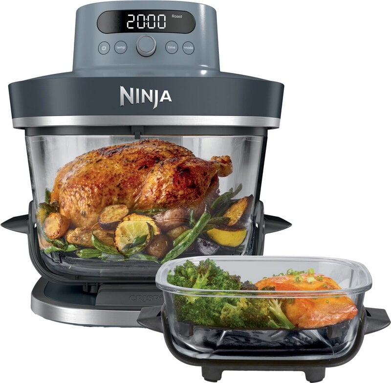 Ninja Crispi Pro AS101EU Glass Airfryer 2,3 + 5,7L / 7 funktioner / Diskmaskinssäker / PFAS-fri - Gråblå