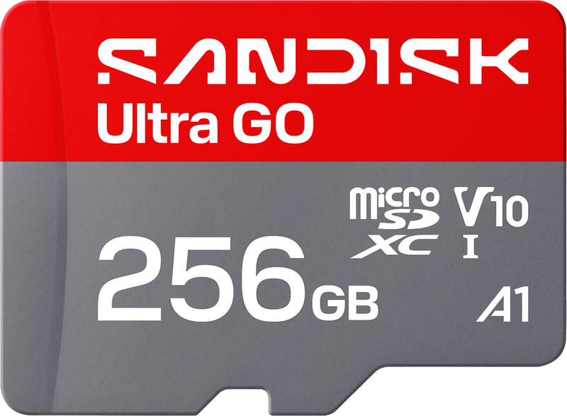 SANDISK Ultra GO microSD 256GB / 190MB/s / Full HD - Ideal för Android smartphones, surfplattor, digitalkameror och laptops
