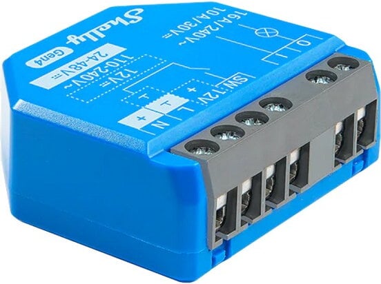 Shelly 1 Gen4 smart switch 1-kanal torrkontakt för belysning och apparater