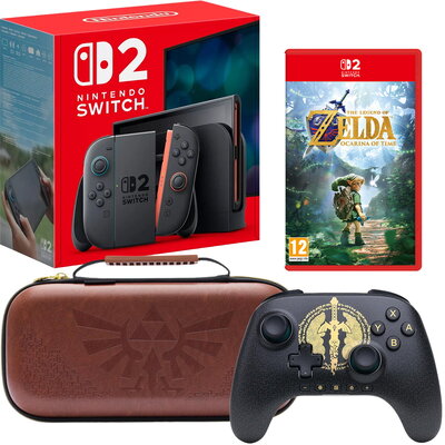 Nintendo Switch 2 + The Legend of Zelda: Ocarina of Time + PowerA Advantage Trådlös Kontroller + PowerA Protection Case