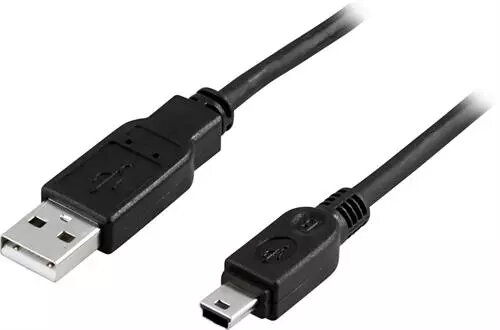 Deltaco Mini-USB 2.0 kabel 1m - Svart